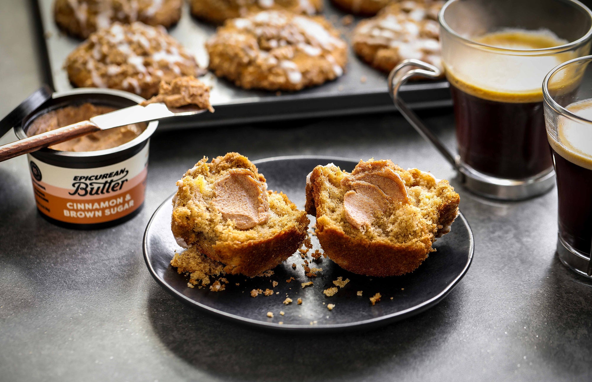 Apple Cinnamon Streusel Muffins made with Epicurean Butter Cinnamon & Brown Sugar Flavored Butter