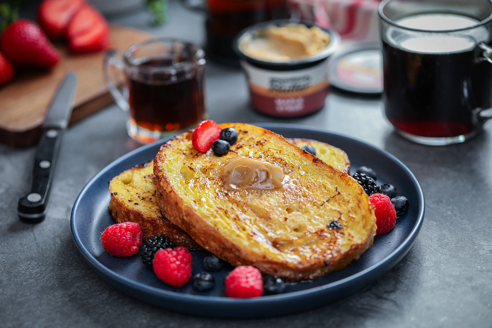 Sourdough French Toast made with Epicurean Butter Maple Syrup Flavored Butter