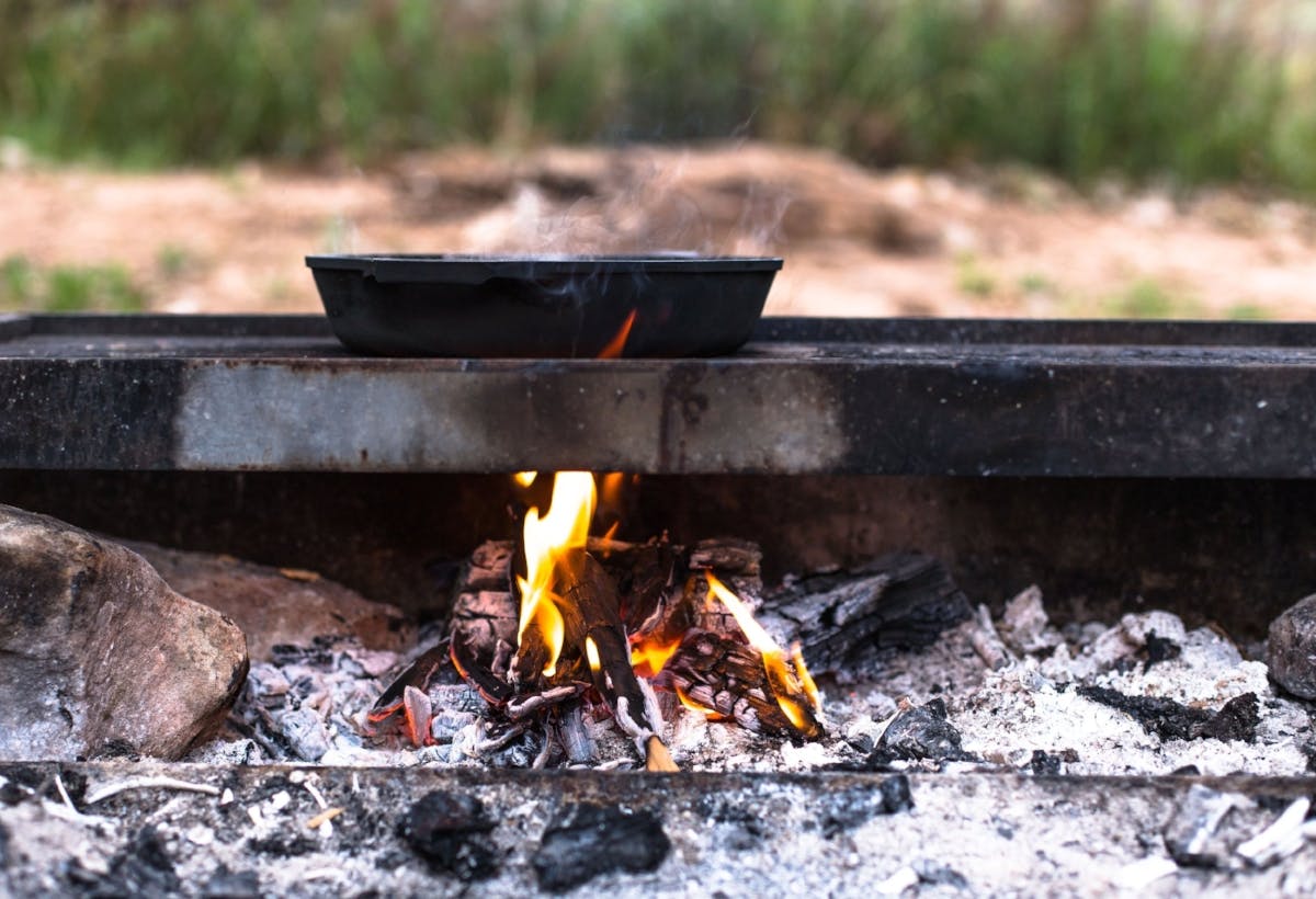 Cooking over a campfire