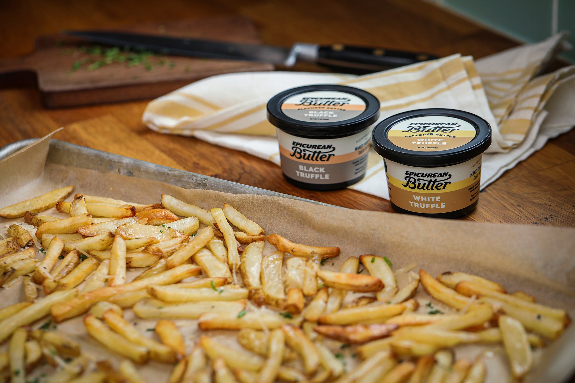 Truffle Fries with Epicurean Butter White or Black Truffle Flavored Butter