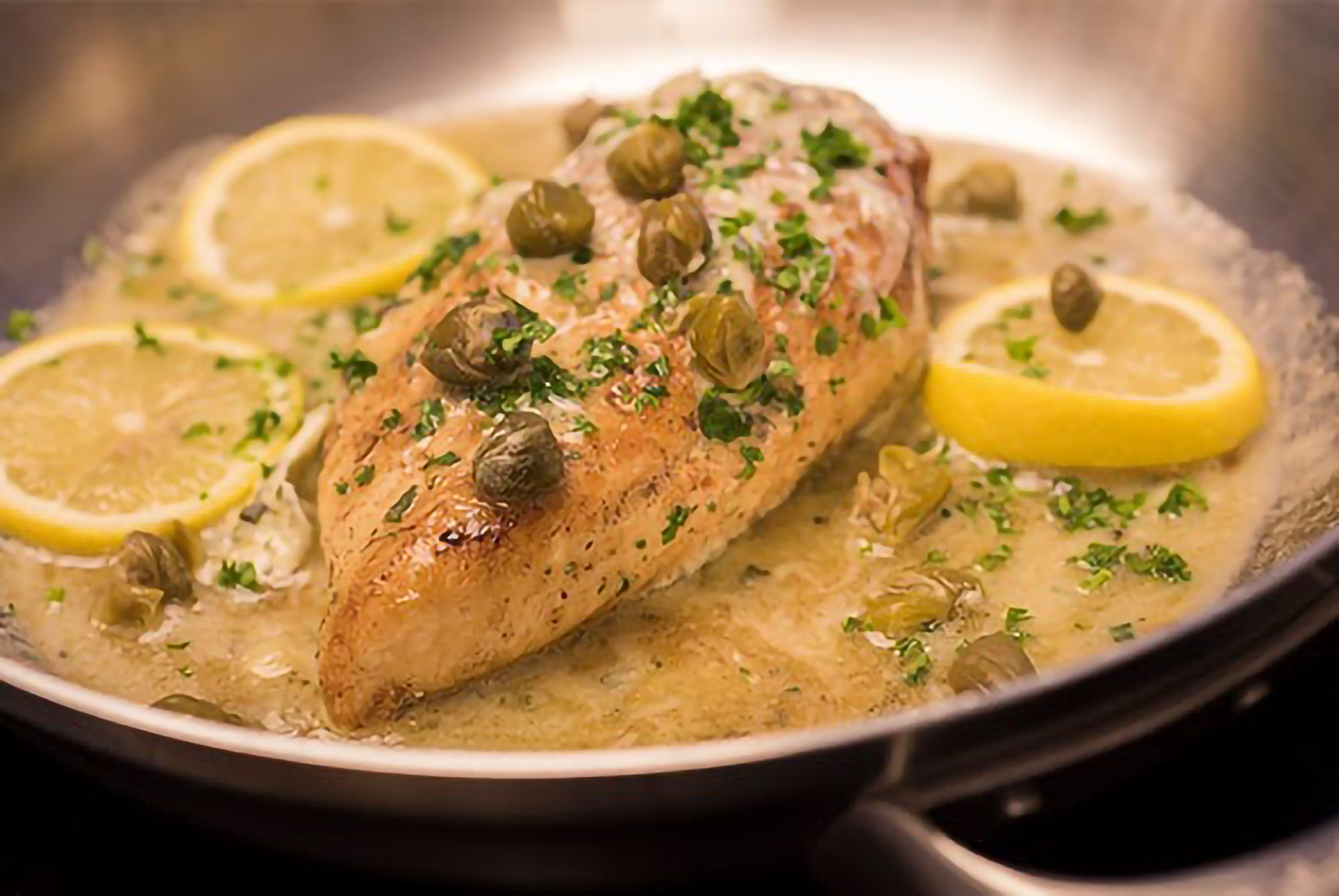 Chicken Piccata made with Epicurean Butter Lemon Garlic Herb Flavored Butter