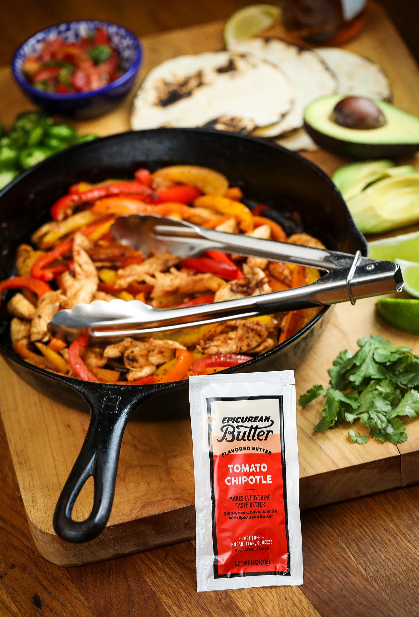 Fajitas with Epicurean Butter Tomato Chipotle Flavored Butter