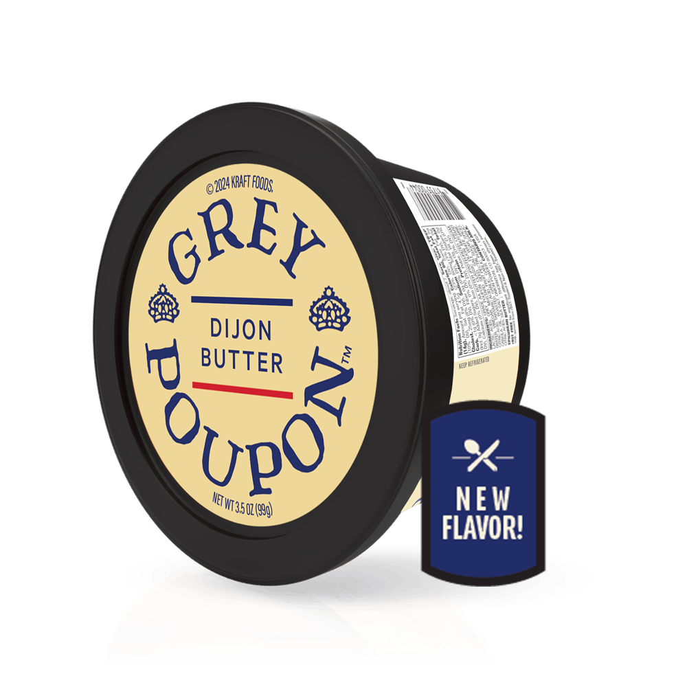 Grey Poupon Dijon Butter Tub Side NEW
